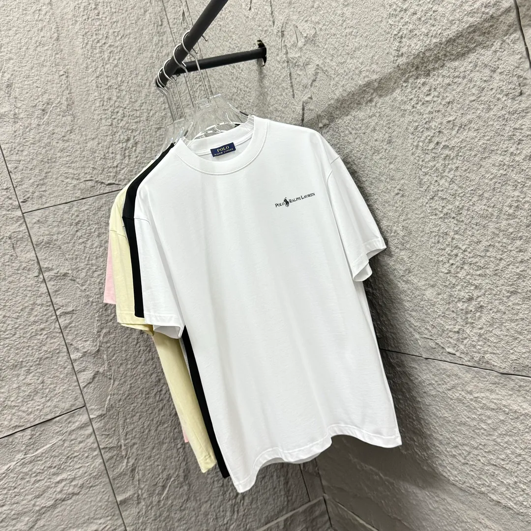 🅿️180 Polo* Ralph Lauren 2025 spring and summer new style Classic letter pony embroidery Customized double yarn plain cotton fabric Short-sleeved T-shirt Unisex Color: Black White Angora Red Size: S (90-130 pounds) M (120-150 pounds) L (140-165 pounds) XL (160-180 pounds) XXL (180-210 pounds)
